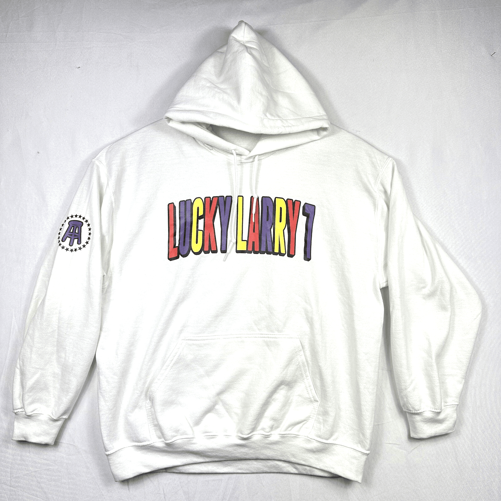 Barstool Sports Lucky Larry Mens Medium Pullover Hoodie Sweatshirt White - Image 1