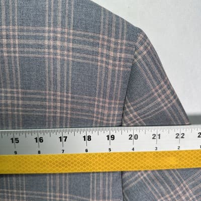 Maus Hoffman Blazer Mens 46 T Tall Gray Windowpane Plaid Silk Wool Sport Coat - Thumbnail 11