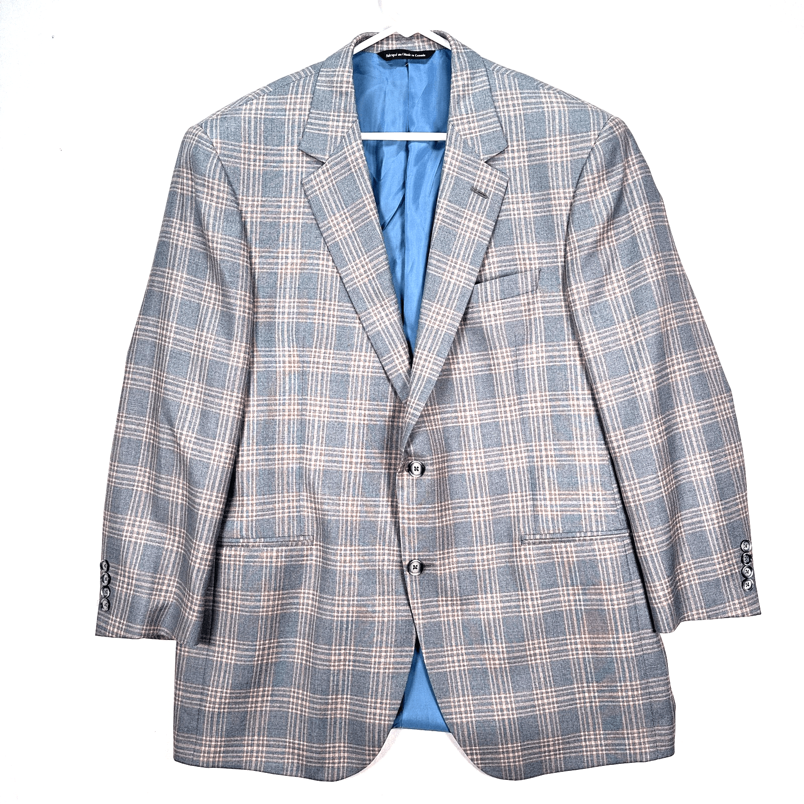 Maus Hoffman Blazer Mens 46 T Tall Gray Windowpane Plaid Silk Wool Sport Coat - Image 1