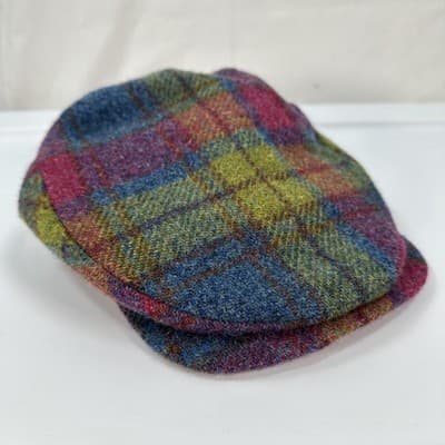 Paul Stuart Wool Tweed Hat Flat Cap Fitted Mens Medium 57 Plaid Lined Multicolor - Image 1