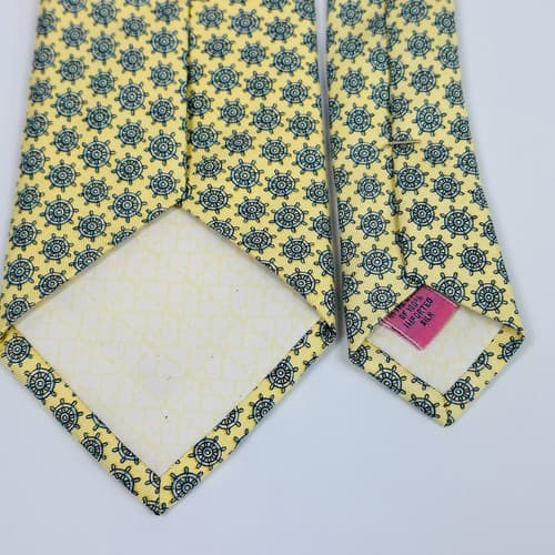 VINEYARD VINES Boat Steering Wheel Mens 100% Silk Tie Yellow AOP Hand Made USA - Thumbnail 6