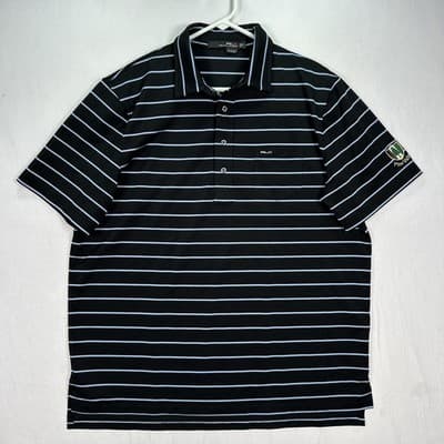 RLX Ralph Lauren Pine Valley Golf Polo Shirt Men Large Black Striped Performance - Thumbnail 2
