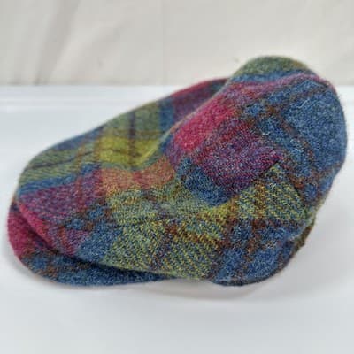 Paul Stuart Wool Tweed Hat Flat Cap Fitted Mens Medium 57 Plaid Lined Multicolor - Thumbnail 2