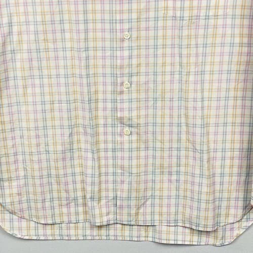 Billy Reid Mens Large Shirt Button up Long Sleeve White Multicolor Plaid Italy - Thumbnail 4
