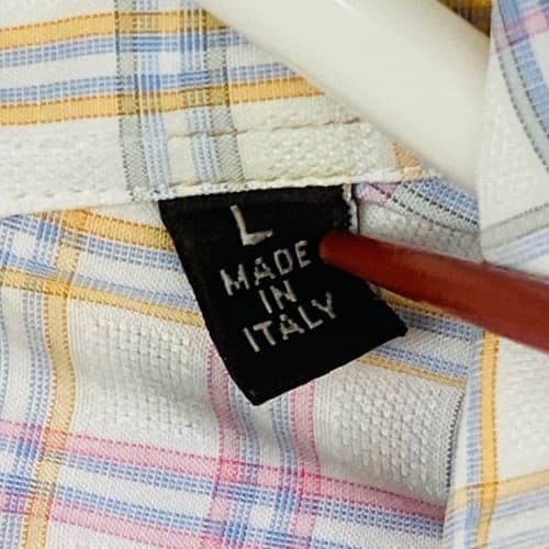 Billy Reid Mens Large Shirt Button up Long Sleeve White Multicolor Plaid Italy - Thumbnail 11