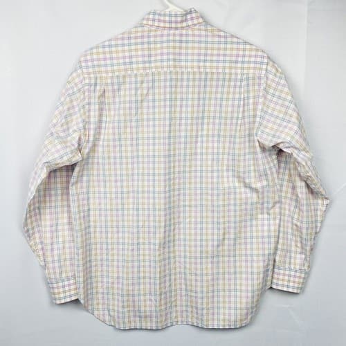 Billy Reid Mens Large Shirt Button up Long Sleeve White Multicolor Plaid Italy - Thumbnail 3