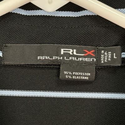 RLX Ralph Lauren Pine Valley Golf Polo Shirt Men Large Black Striped Performance - Thumbnail 7