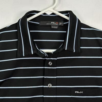 RLX Ralph Lauren Pine Valley Golf Polo Shirt Men Large Black Striped Performance - Thumbnail 5
