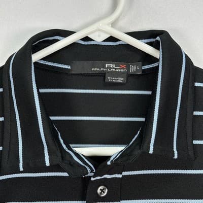 RLX Ralph Lauren Pine Valley Golf Polo Shirt Men Large Black Striped Performance - Thumbnail 6