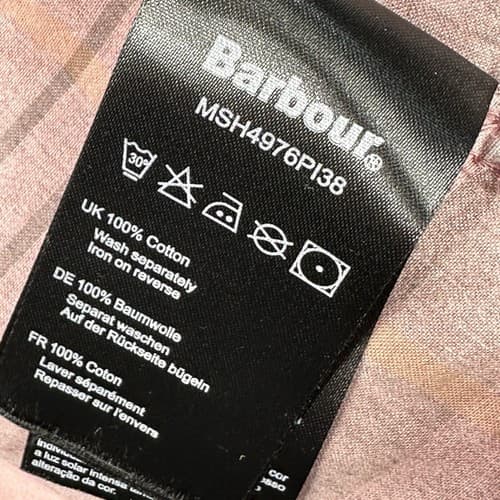 Barbour Button Up Shirt Mens Large Pink Gray Plaid Short Sleeve Nova Check - Thumbnail 10