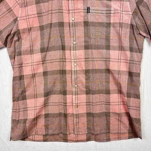 Barbour Button Up Shirt Mens Large Pink Gray Plaid Short Sleeve Nova Check - Thumbnail 3