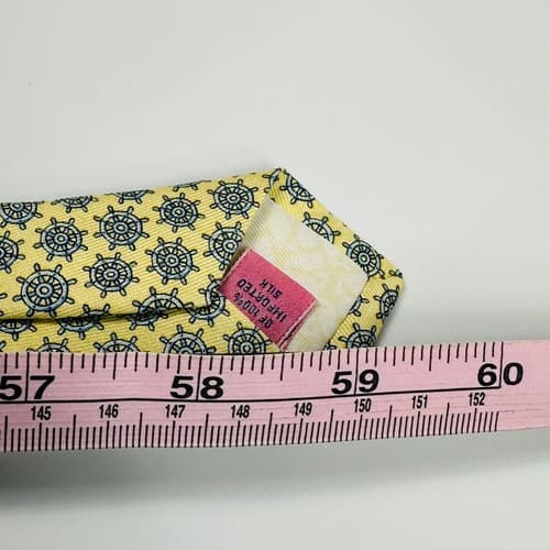 VINEYARD VINES Boat Steering Wheel Mens 100% Silk Tie Yellow AOP Hand Made USA - Thumbnail 9