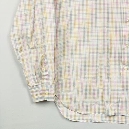 Billy Reid Mens Large Shirt Button up Long Sleeve White Multicolor Plaid Italy - Thumbnail 6