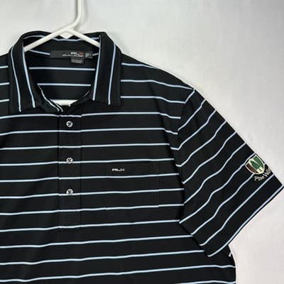 RLX Ralph Lauren Pine Valley Golf Polo Shirt Men Large Black Striped Performance - Image 1