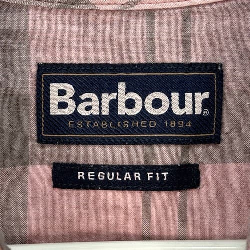 Barbour Button Up Shirt Mens Large Pink Gray Plaid Short Sleeve Nova Check - Thumbnail 8