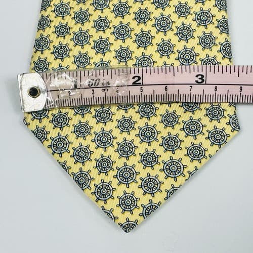 VINEYARD VINES Boat Steering Wheel Mens 100% Silk Tie Yellow AOP Hand Made USA - Thumbnail 8