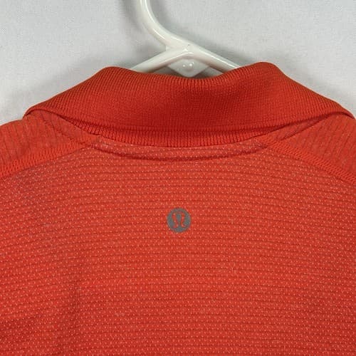 Lululemon Metal Vent Tech Polo Shirt Mens Large Orange Red Short Sleeve EUC - Thumbnail 6