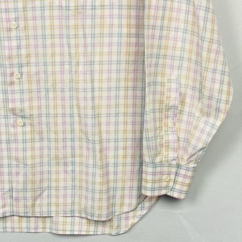 Billy Reid Mens Large Shirt Button up Long Sleeve White Multicolor Plaid Italy - Thumbnail 5