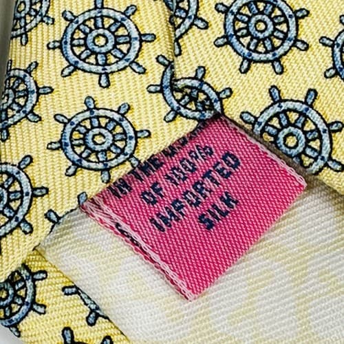 VINEYARD VINES Boat Steering Wheel Mens 100% Silk Tie Yellow AOP Hand Made USA - Thumbnail 7
