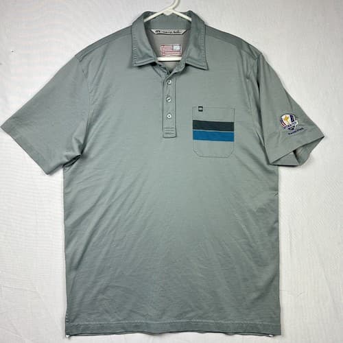 Travis Mathew Mens Golf Polo Ryder Cup 2016 Hazeltine Shirt Large Gray Pocket - Thumbnail 2