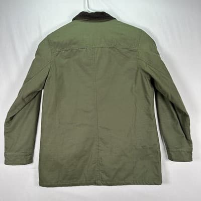 Lands End Barn Chore Coat Women Medium Petite 10-12 Green Jacket Corduroy Collar - Thumbnail 2