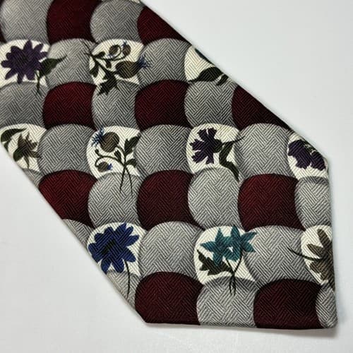 Vintage GIVENCHY Monsieur Mens 100% Silk Tie Floral Geometric Multicolor Necktie - Thumbnail 3