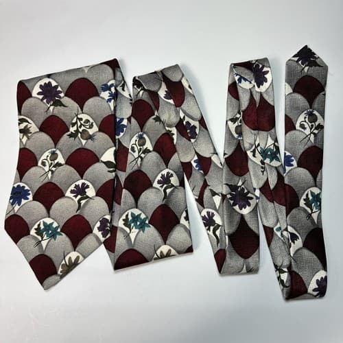 Vintage GIVENCHY Monsieur Mens 100% Silk Tie Floral Geometric Multicolor Necktie - Thumbnail 4