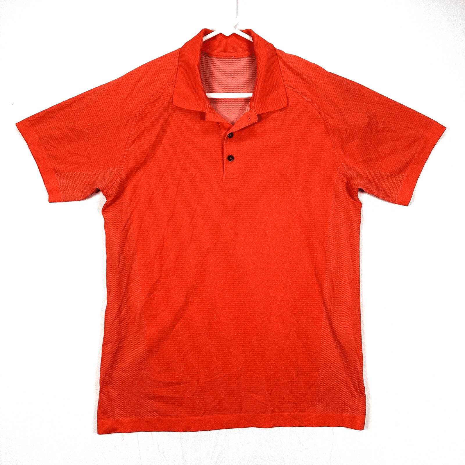 Lululemon Metal Vent Tech Polo Shirt Mens Large Orange Red Short Sleeve EUC - Image 1
