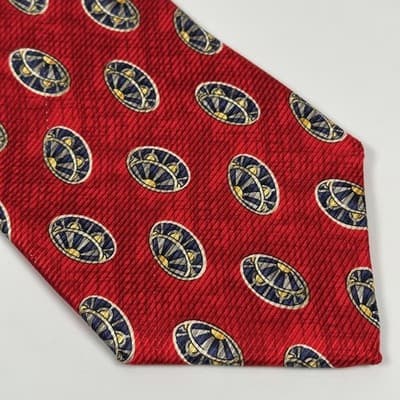 NEW Robert Talbott Mens 100% Silk Tie Red Geometric Medallion Best of Class - Thumbnail 3