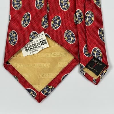 NEW Robert Talbott Mens 100% Silk Tie Red Geometric Medallion Best of Class - Thumbnail 5