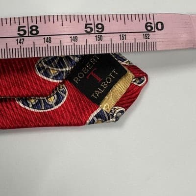 NEW Robert Talbott Mens 100% Silk Tie Red Geometric Medallion Best of Class - Thumbnail 9