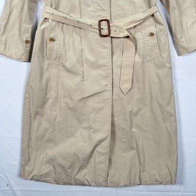 Maus & Hoffman Trench Coat Mens 40R Womens 12R Beige Belted 100% Cotton Vintage - Thumbnail 7