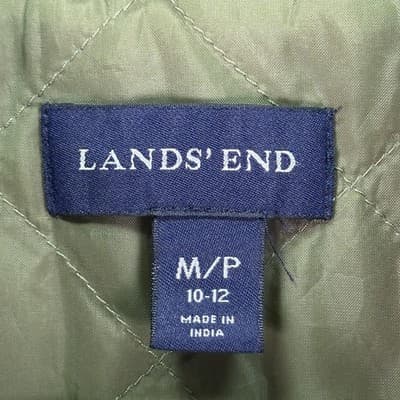 Lands End Barn Chore Coat Women Medium Petite 10-12 Green Jacket Corduroy Collar - Thumbnail 5