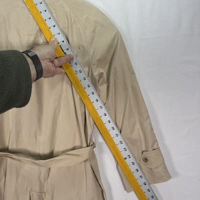 Maus & Hoffman Trench Coat Mens 40R Womens 12R Beige Belted 100% Cotton Vintage - Thumbnail 11