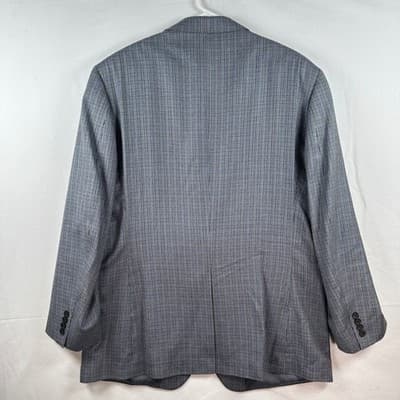 Lauren Ralph Lauren Mens 48L Silk Wool Tweed Blue Grey Check Sport Coat Blazer - Thumbnail 2