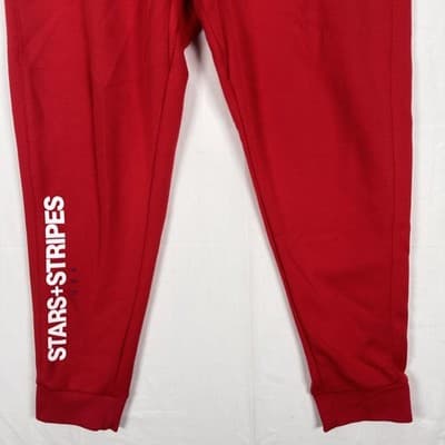 Polo Ralph Lauren Stars + Stripes Joggers Mens Medium Sweatpants Red Sail Logo - Thumbnail 3