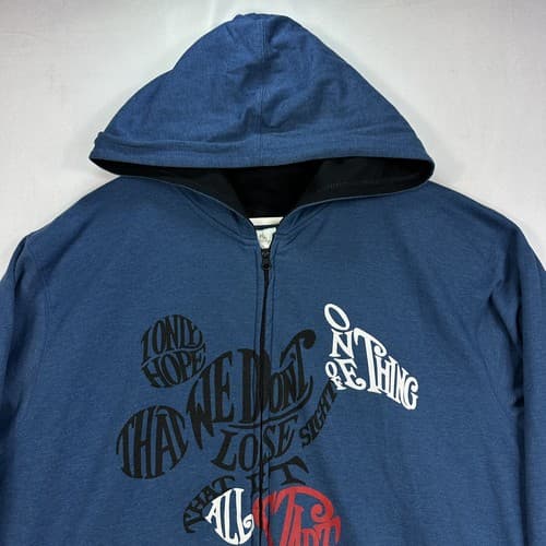 Disney Mickey Adult 2XL Blue Full Zip Hoodie Sweater It All Started With a Mouse - Thumbnail 4