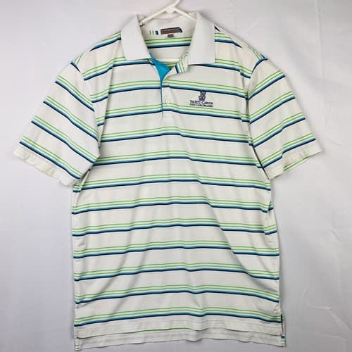 Peter Millar Summer Comfort Polo Lot (2) Mens Large Striped Shirt Ritz Carlton - Thumbnail 4
