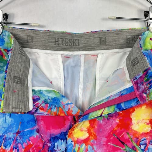 Hreski Golf Shorts Mens 34 Flat Front Multicolor Splatter Paint Colorful 10” L - Thumbnail 7