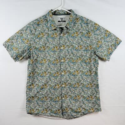 Vissla Shirt Mens Large Multicolor Floral Short Sleeve Button Up Organic Cotton - Thumbnail 2