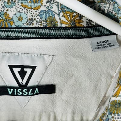 Vissla Shirt Mens Large Multicolor Floral Short Sleeve Button Up Organic Cotton - Thumbnail 5
