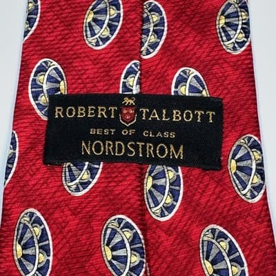 NEW Robert Talbott Mens 100% Silk Tie Red Geometric Medallion Best of Class - Thumbnail 4