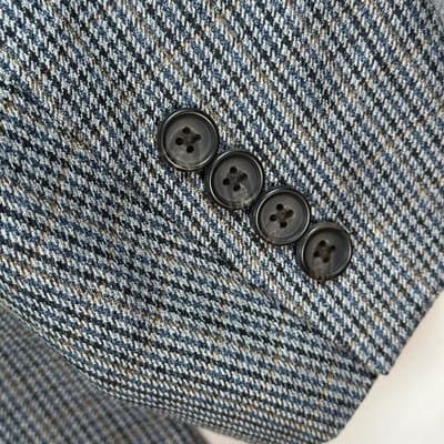 Lauren Ralph Lauren Mens 48L Silk Wool Tweed Blue Grey Check Sport Coat Blazer - Thumbnail 4