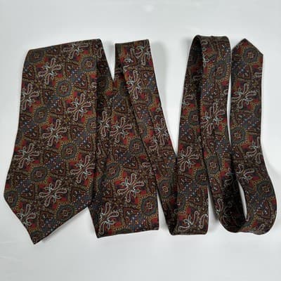 Pierre Balmain Mens 100% Silk Tie Multicolor Geometric Paisley Classic Italy - Thumbnail 6