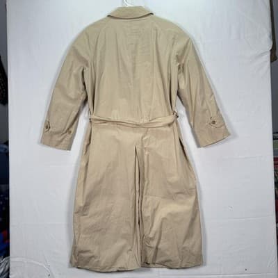 Maus & Hoffman Trench Coat Mens 40R Womens 12R Beige Belted 100% Cotton Vintage - Thumbnail 2