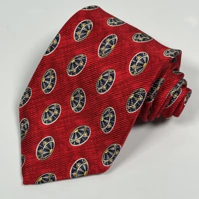 NEW Robert Talbott Mens 100% Silk Tie Red Geometric Medallion Best of Class - Thumbnail 2