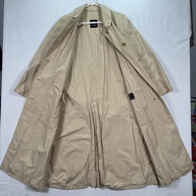 Maus & Hoffman Trench Coat Mens 40R Womens 12R Beige Belted 100% Cotton Vintage - Thumbnail 3