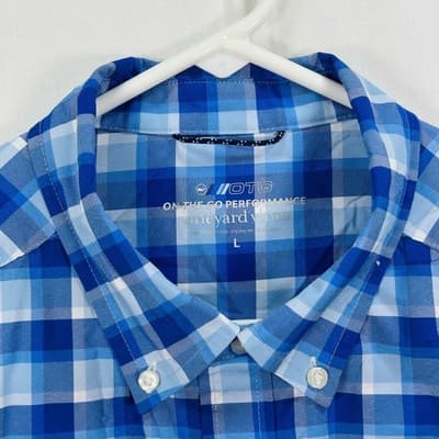 Vineyard Vines On-The-Go Performance Shirt Mens Large Blue Plaid Button Down - Thumbnail 5