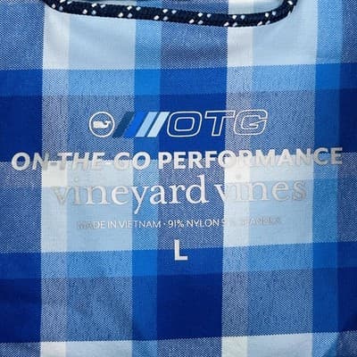 Vineyard Vines On-The-Go Performance Shirt Mens Large Blue Plaid Button Down - Thumbnail 6