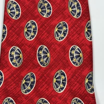 NEW Robert Talbott Mens 100% Silk Tie Red Geometric Medallion Best of Class - Thumbnail 7